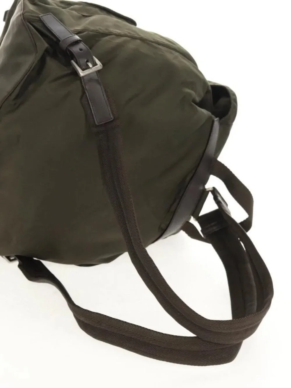 PRADA Backpack Nylon Khaki Silver Auth 157774